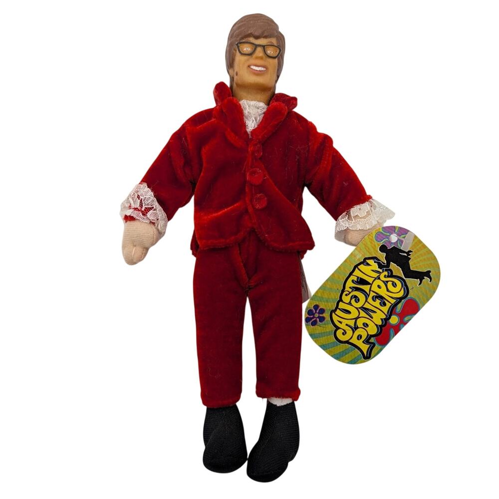 Vintage 1999 Play By Play Austin Powers Action Figure Doll Red Velvet Suit 13"